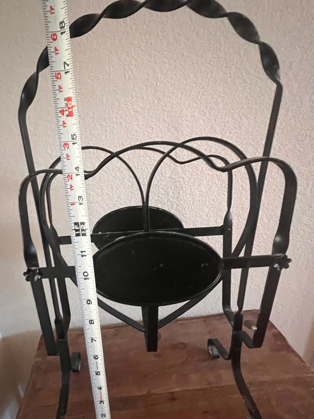 1940s Black Wrought Iron Heart Magazine Stand - Home